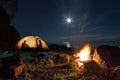 Tourists in a camp Royalty Free Stock Photo