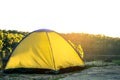 Tourists camping on the river.