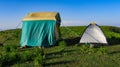 tourists camping tents view
