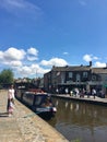 Canal barge on the canal at Skipton, Yorkshire, United Kingdom