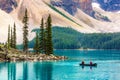 Tourists Canoeing on Lake Moraine, Banff