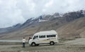 Tourists with the car in Ladakh, India