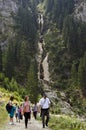 Tourists in the Carpathian Mountains Royalty Free Stock Photo