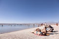 Tourists in Ceja Lagoon. Atacama desert