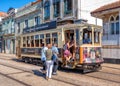 Tourists boarding the historic Foz to Porto Tram. Royalty Free Stock Photo