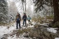 Tourists in the forest Royalty Free Stock Photo