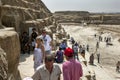 Tourists at the Pyramid of Khufu in Egypt.