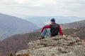 Tourists climb to the top of Runa mountain in Carpathians Royalty Free Stock Photo