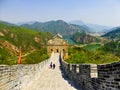 Tourists climbing Huanghuacheng Great Wall