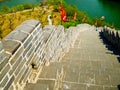 Tourists climbing Huanghuacheng Great Wall