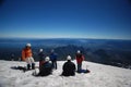 Tourists climbing on a mountain