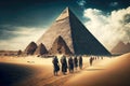 tourists coming to see ancient egyptian pyramids