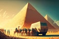 tourists coming to see ancient egyptian pyramids