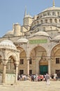 Tourists in the courtyard of Sultanahmet Mosque Royalty Free Stock Photo