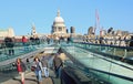 Tourists crossing the Millennium bridge in London, 2017 Royalty Free Stock Photo