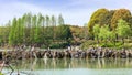 Tourists crossing overflow dams in Liuzhu Gorge