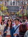 Tourists Crowd At Asakusa Street, Tokyo, Japan.