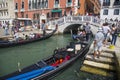 Public traffic and gondolas on the Canal in Venice, Italy Royalty Free Stock Photo