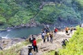 Tourists crowd visit national park in Dam Bri, Vietnam