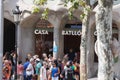 Tourists Crowded outside Casa Batllo in Barcelona, Spain