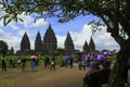 tourists crowded the Prambanan temple area during holidays.