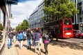 Tourists and customers near Marble Arch Park house store on Oxford Street in London. Royalty Free Stock Photo