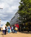 Tourists and customers near Marble Arch Park house store on Oxford Street in London. Royalty Free Stock Photo