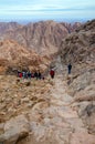 Tourists descend on the long trail from the top of Mount Moses, Royalty Free Stock Photo