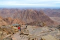 Tourists descend on path from top of Mount Moses, Egypt Royalty Free Stock Photo