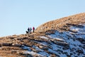 Tourists with dog enjoying views from Hinterrugg ridge