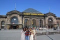 Tourists at Dresden train station, Germany Royalty Free Stock Photo