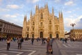 Tourists at the Duomo di Milano Cathedral. Milan Royalty Free Stock Photo