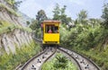 Tourists on electric train visiting Ba Na Hills