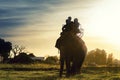 Tourists on an elephant ride tour of the ancient city Royalty Free Stock Photo