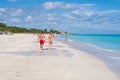 Tourists enjoy the beautiful beach of Varadero in Cuba