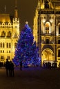 Christmas lights at the Parliament House in Budapest, Hungary. Royalty Free Stock Photo