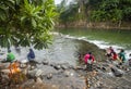 Tourists enjoy river tours in Lubuk Paraku, Bengek River, Padang City.