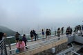 Tourist at viewing deck of The Peak