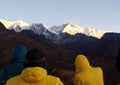 Tourists Enjoy Sunrise At Mt. Kanchenjunga Royalty Free Stock Photo
