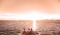 Tourist enjoy sunset cruise