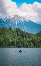 Tourists enjoying beautiful views from the Bled lake