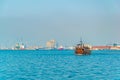 Tourists are enjoying a harbour tour in Thessaloniki, Greece