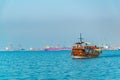 Tourists are enjoying a harbour tour in Thessaloniki, Greece