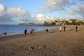 Tourists enjoying Mission Bay in Auckland New Zealand Royalty Free Stock Photo