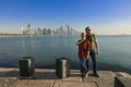Tourists enjoying the Panoramic View of the Doha city with modern buildings Royalty Free Stock Photo