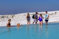 Tourists enjoying the pools at Pamukkale cotton castle, Denizli, Turkey