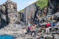 Tourists enjoying the stunning view of Studlagil canyon in Jokuldalur in east Iceland