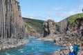 Tourists enjoying the stunning view of Studlagil canyon in Jokuldalur in east Iceland