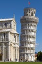 Tourists Enjoying Sunny Day In Front Of the Leaning Tower of Pisa in Tuscany Italy Royalty Free Stock Photo