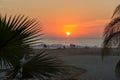 Tourists enjoying the sunset in Puerto Escondido Royalty Free Stock Photo